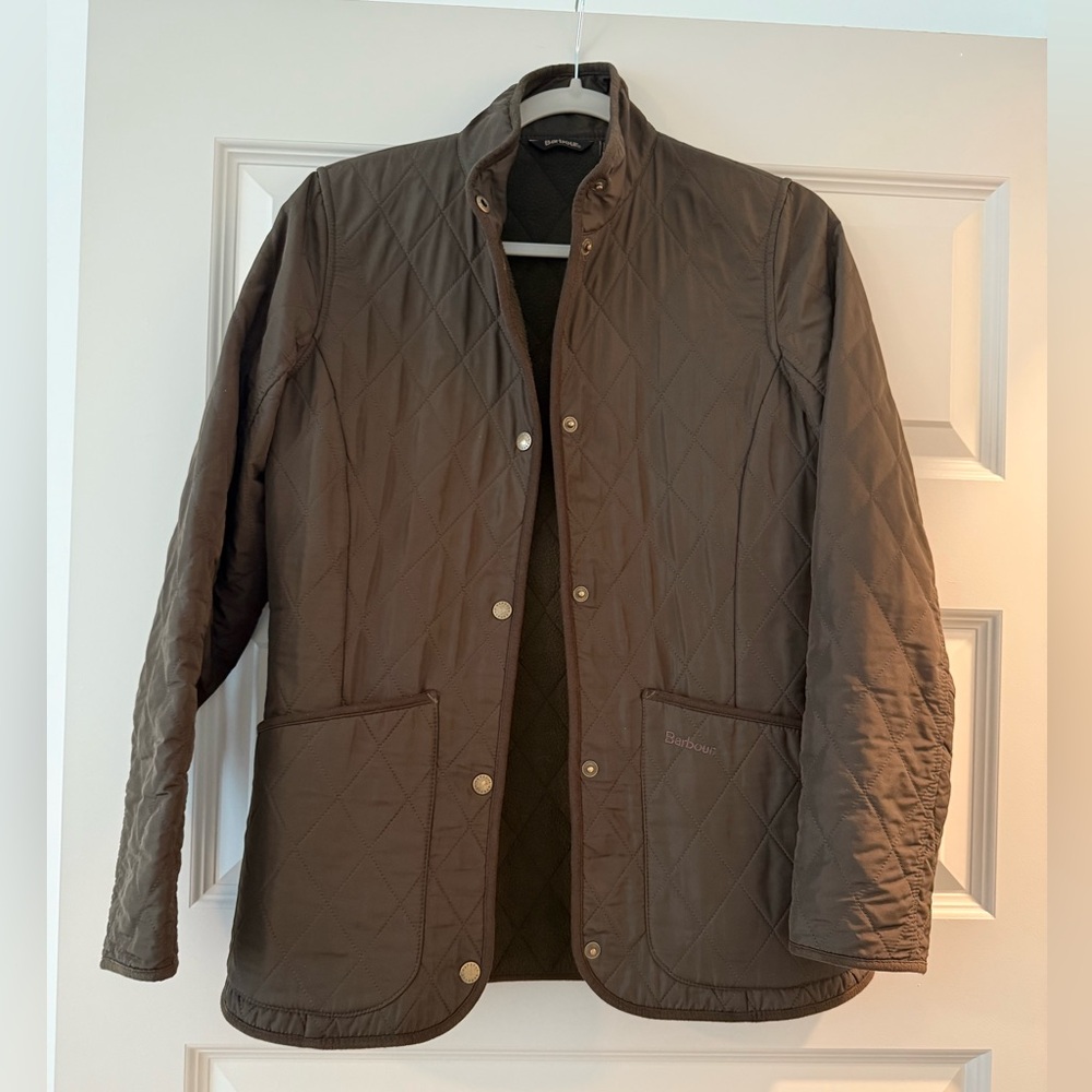 Barbour Quilted Jacket in Dark Green/Brown